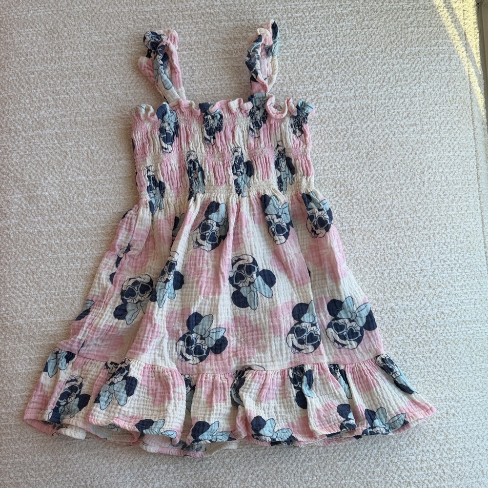 Floral Pink and Blue Minnie Mouse Kids Dress